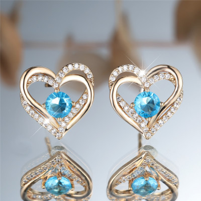 أقراط نسائية من الزركون الأزرق بتصميم ناعمة وأنيق...