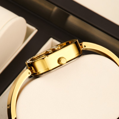 ساعة نسائية كوارتز فاخرة بتصميم أنيق على شكل أسورة