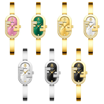 ساعة نسائية كوارتز فاخرة بتصميم أنيق على شكل أسورة