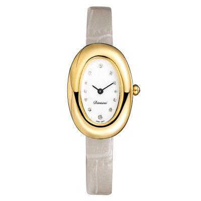 ساعة نسائية كوارتز جلدية بأرقام رومانية بتصميم بيض...