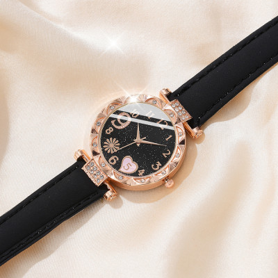 طقم 6 قطع ساعة كوارتز جلدية وأساور فاخرة جداً مقاو...