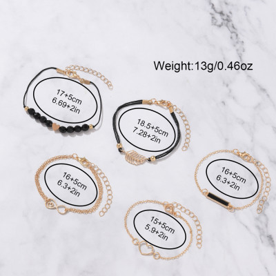 طقم 6 قطع ساعة كوارتز جلدية وأساور فاخرة جداً مقاو...