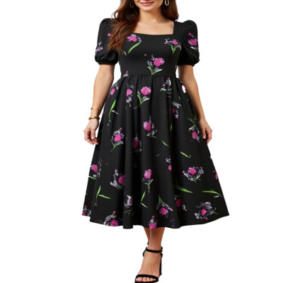 فستان نسائي ميدي فخم من Rafiah Select أنيق وبطبعة...