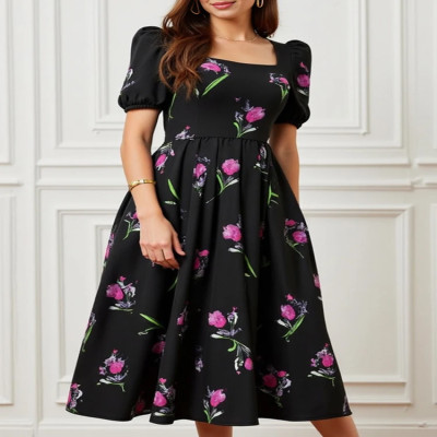 فستان نسائي ميدي فخم من Rafiah Select أنيق وبطبعة...