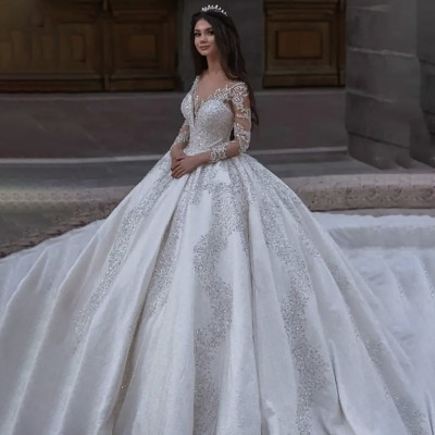 تخصيص جديد فاخر كريستال الترتر مطرز الكرة ثوب السا...