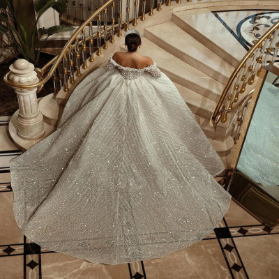 Customized Exquisite Off The Shoulder Bridal Dress...