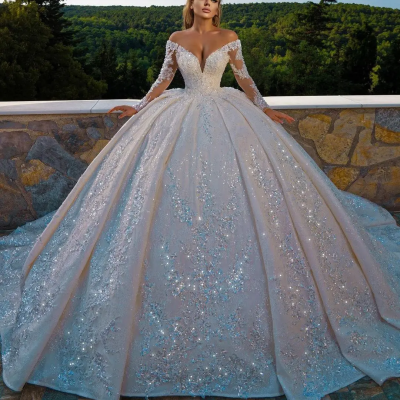 customized V-Neck Wedding Dresses Off The Shoulder...