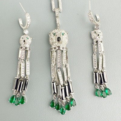 أقراط الزركون مكعب وقلادة للنساء ، أقراط ترصيع الس...