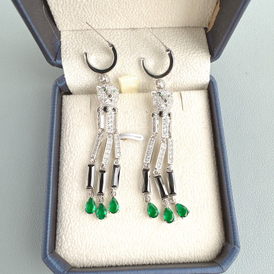 أقراط الزركون مكعب وقلادة للنساء ، أقراط ترصيع الس...