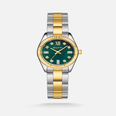 ساعة الفي نسائيه من الستيل بلون فضي وذهبي