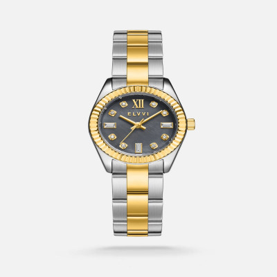 ساعة الفي نسائيه من الستيل بلون فضي وذهبي