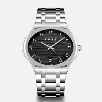 ساعة رجاليه من آن باللون الفضي