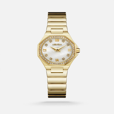 ساعة نسائية اليتير ستيل باللون الذهبي