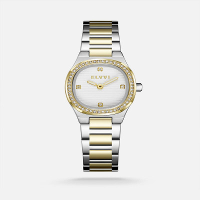 ساعة نسائية إلڤي ستيل بلون فضي وذهبي