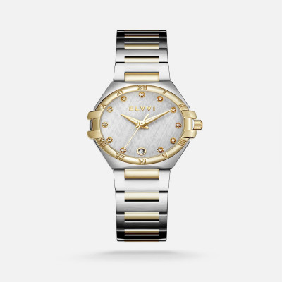 ساعة نسائية إلڤي ستيل بلون فضي وذهبي