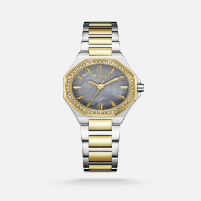 ساعة نسائيه فنشي ستيل بلون ذهبي وفضي