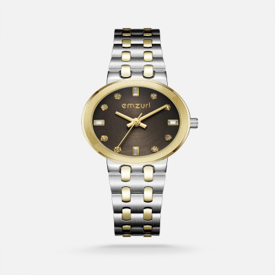 ساعة نسائية ايمزوري ستيل بلون فضي وذهبي
