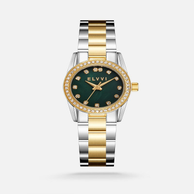 ساعة نسائية إلڤي بسير ستيل بلون فضي وذهبي