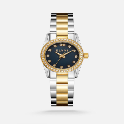 ساعة نسائية إلڤي بسير ستيل بلون فضي وذهبي