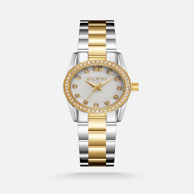 ساعة نسائية إلڤي بسير ستيل بلون فضي وذهبي