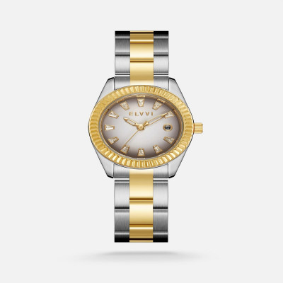 ساعة نسائية إلڤي بسير ستيل بلون ذهبي وفضي