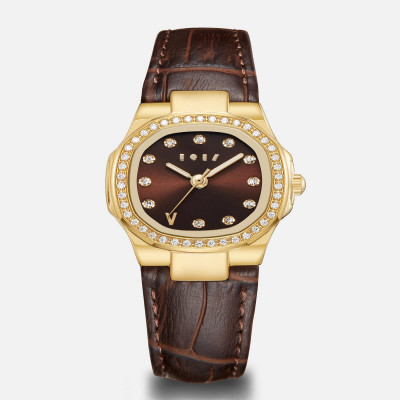 ساعة نسائية من الجلد بلون بني|آن