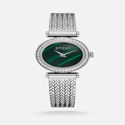 ساعة نسائية بسير شبكي فضي | ايمزوري
