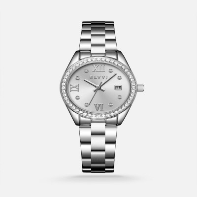 ساعة إلڤي النسائية بتصميم كلاسيك بلون فضي