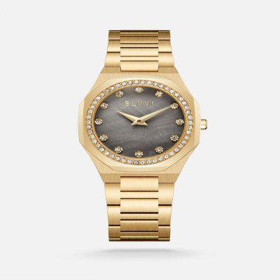 ساعة نسائية إلڤي ستيل باللون الذهبي