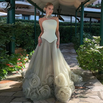 Zavana Elegant Tulle Flower Evening Dress Satin Al...