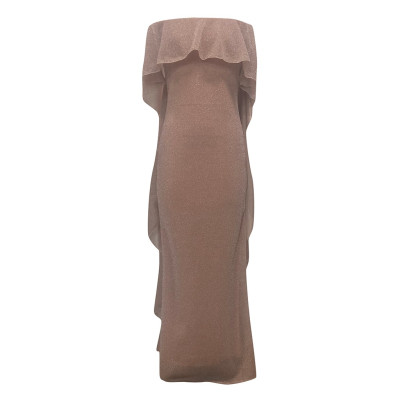 فستان نسائي مثير بلون سادة وأكمام قصيرة مزين بالتر...