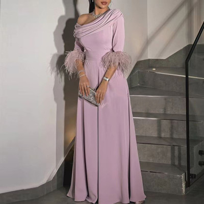 أزياء سيدة قطري طوق حزب بذلة بسيطة أنيقة عالية الخ...