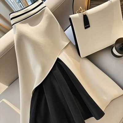 جديد ربيع الخريف الفرنسية تنورة أنيقة المرأة المرق...