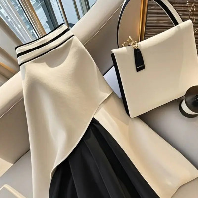 جديد ربيع الخريف الفرنسية تنورة أنيقة المرأة المرق...