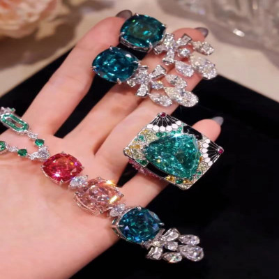 طقم مجوهرات فضي للنساء ، مجوهرات فاخرة أصلية ، قلا...