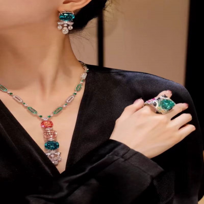 طقم مجوهرات فضي للنساء ، مجوهرات فاخرة أصلية ، قلا...