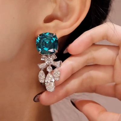 طقم مجوهرات فضي للنساء ، مجوهرات فاخرة أصلية ، قلا...