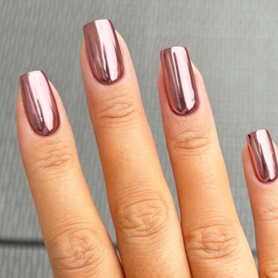 Tinovo Uno طلاء الأظافر لامع الذهب الوردي مقوي الأ...