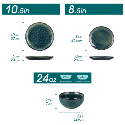 مجموعة أطباق السيراميك الخضراء