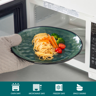 مجموعة أطباق السيراميك الخضراء