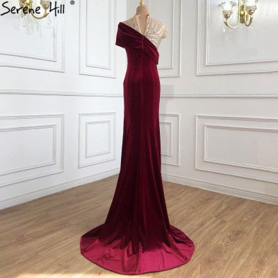 فساتين سهرة حريمي مخملية حمراء وهادئة للنساء ، أكم...