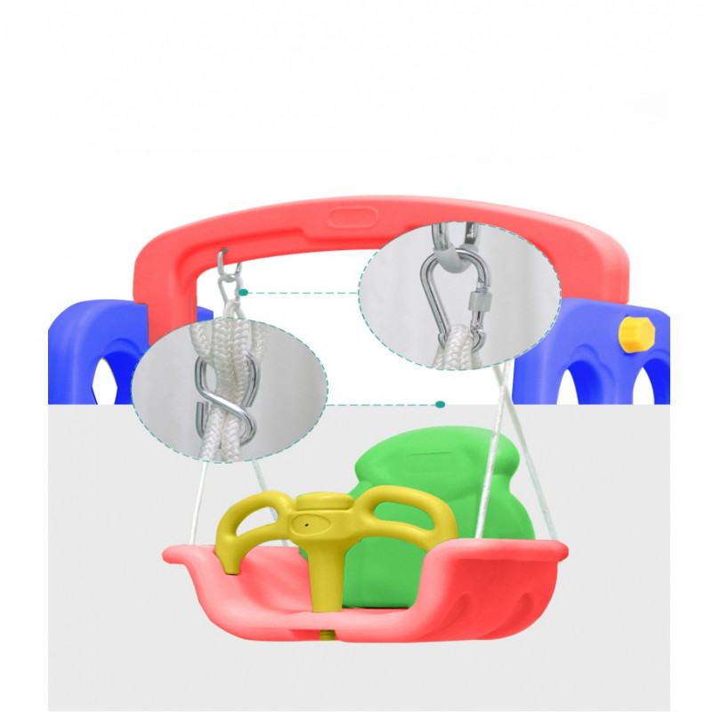 زحليقة مع مرجيحة و كرة سلة 3*1 ,أزرق -أحمر