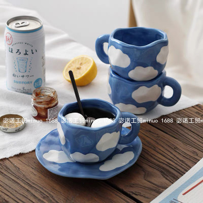 إبداعي مقروص يدويًا حليب سيراميك وكوب قهوة وطبق ،...