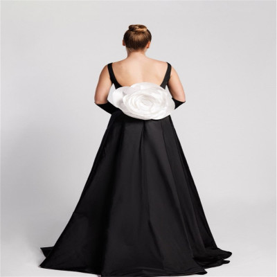 فستان سهرة طويل مطرز بالخرز ثلاثي الأبعاد مزين بال...