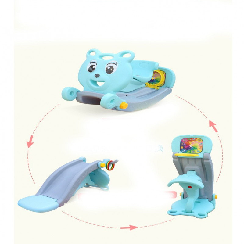 كرسي هزاز مع زحليقة للأطفال وحامل كرة سلة ، للاستخ...