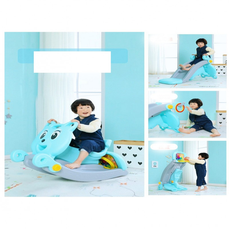 كرسي هزاز مع زحليقة للأطفال وحامل كرة سلة ، للاستخ...