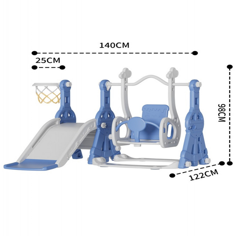 زحليقة مع مرجيحة للأطفال مع كرة سلة 140*122*98 سم