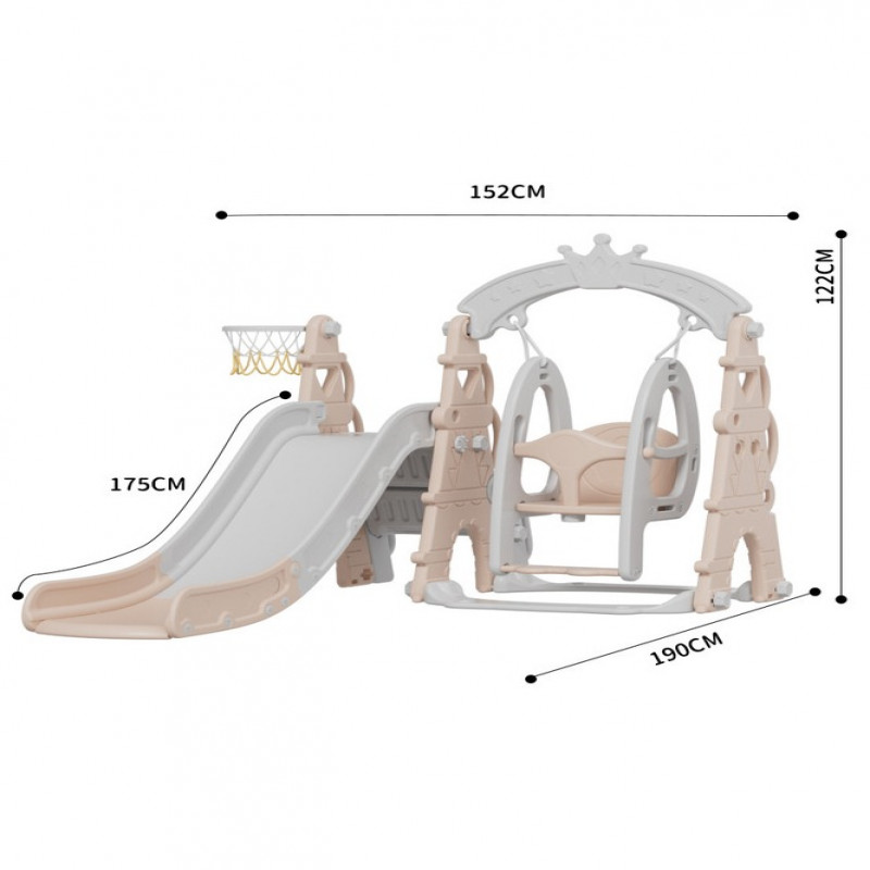 زحليقة مع مرجيحة و كرة سلة 190*152*122سم وردي