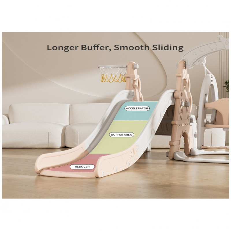 زحليقة مع مرجيحة و كرة سلة 190*152*122سم وردي