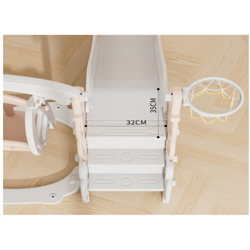 زحليقة مع مرجيحة و كرة سلة 190*152*122سم وردي